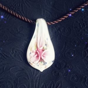 Floral Necklace Raindrop Charm